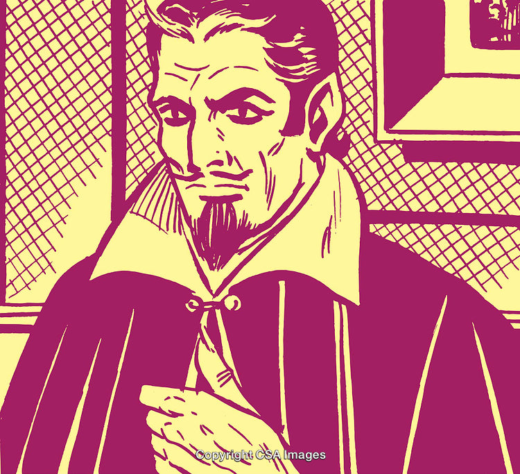 Retro Illustration of a Bearded Gentleman in Elegant Attire