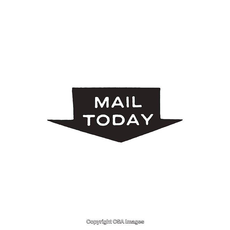 Retro Styled 'Mail Today' Arrow Icon on White Background
