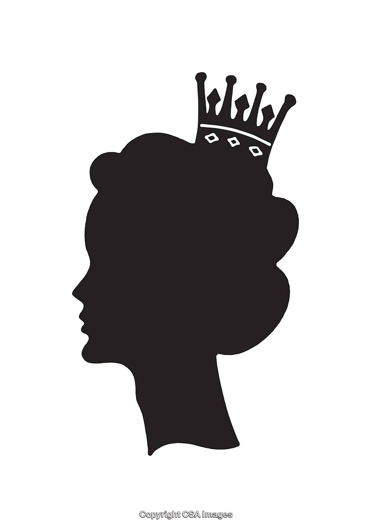 Silhouette of Woman with Crown Depicting Elegance and Royalty