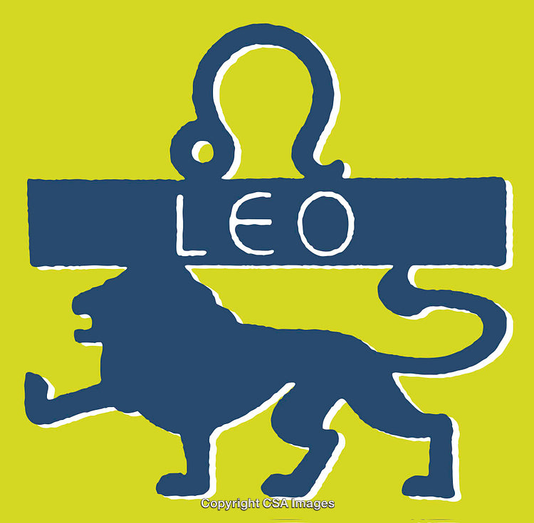 Leo Zodiac Symbol Featuring Blue Line Art on Vibrant Background