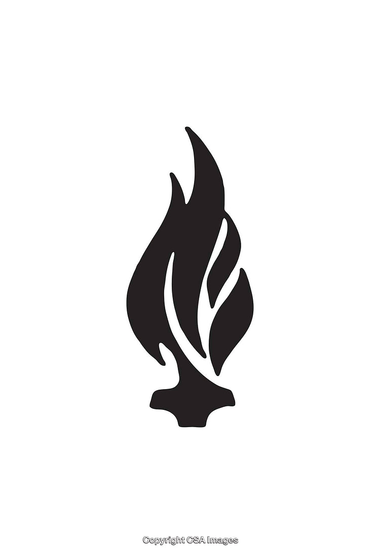 Abstract Black Flame Icon on White Background