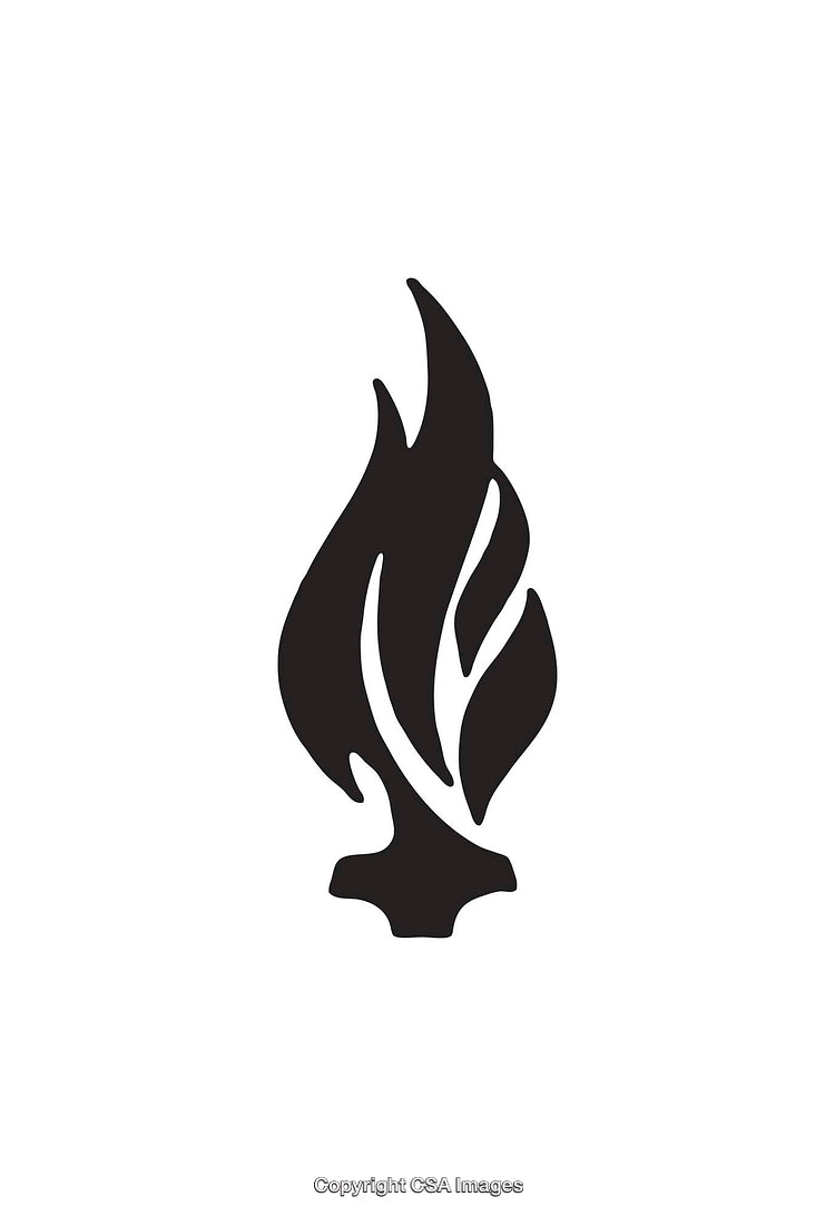 Abstract Black Flame Icon on White Background