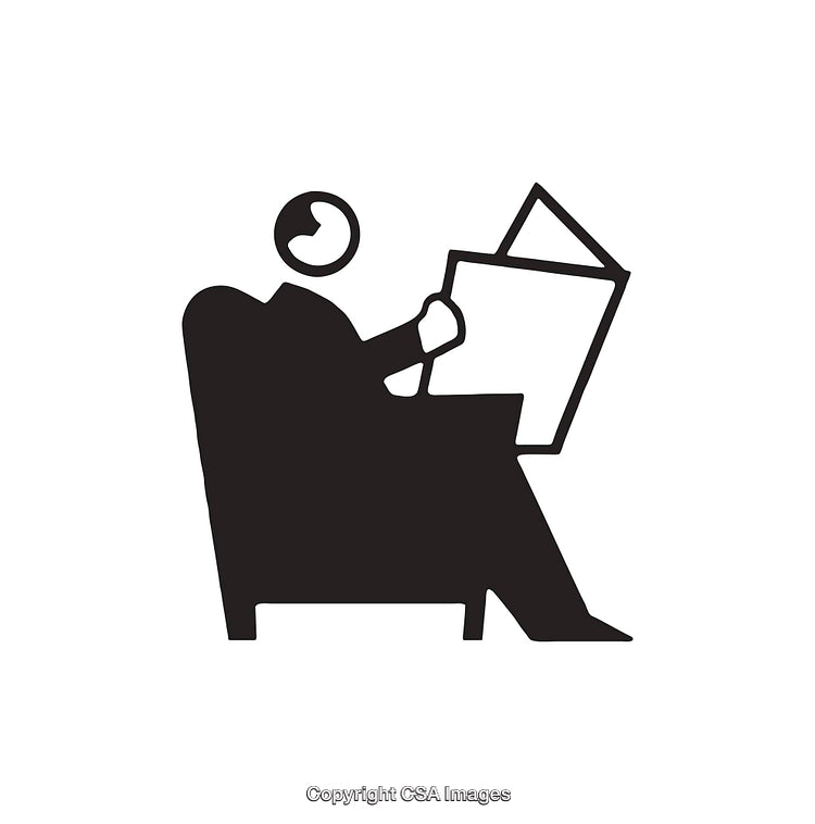Minimalistic Icon of a Person Sitting and Reading a Newspaper