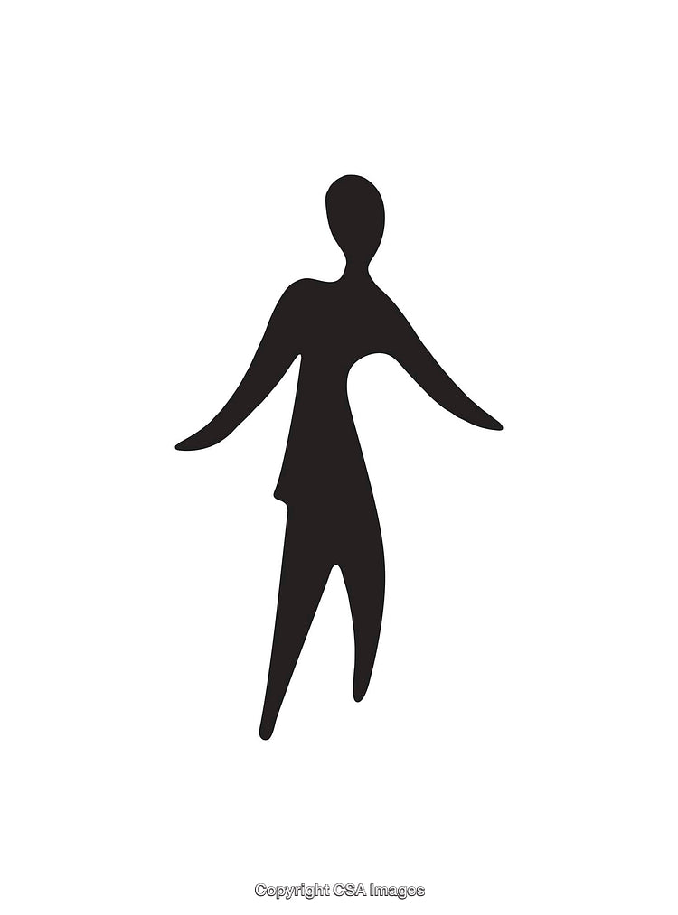 Minimalist Black Silhouette of Person in Abstract Pose on White Background