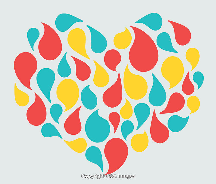 Colorful Heart-Shaped Pattern With Abstract Droplet Designs