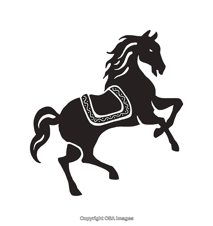 Silhouette of a Majestic Horse with Ornamental Saddle
