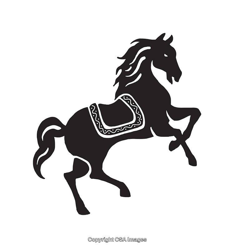 Silhouette of a Majestic Horse with Ornamental Saddle