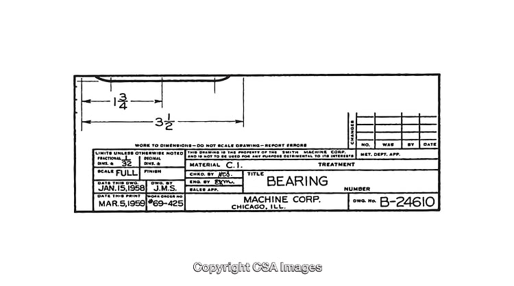 Black and White Mechanical Schematic Diagram of Bearing Specifications