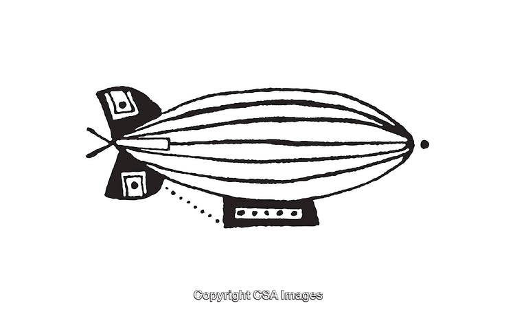 Black and White Line Art Illustration of a Graf Zeppelin Airship