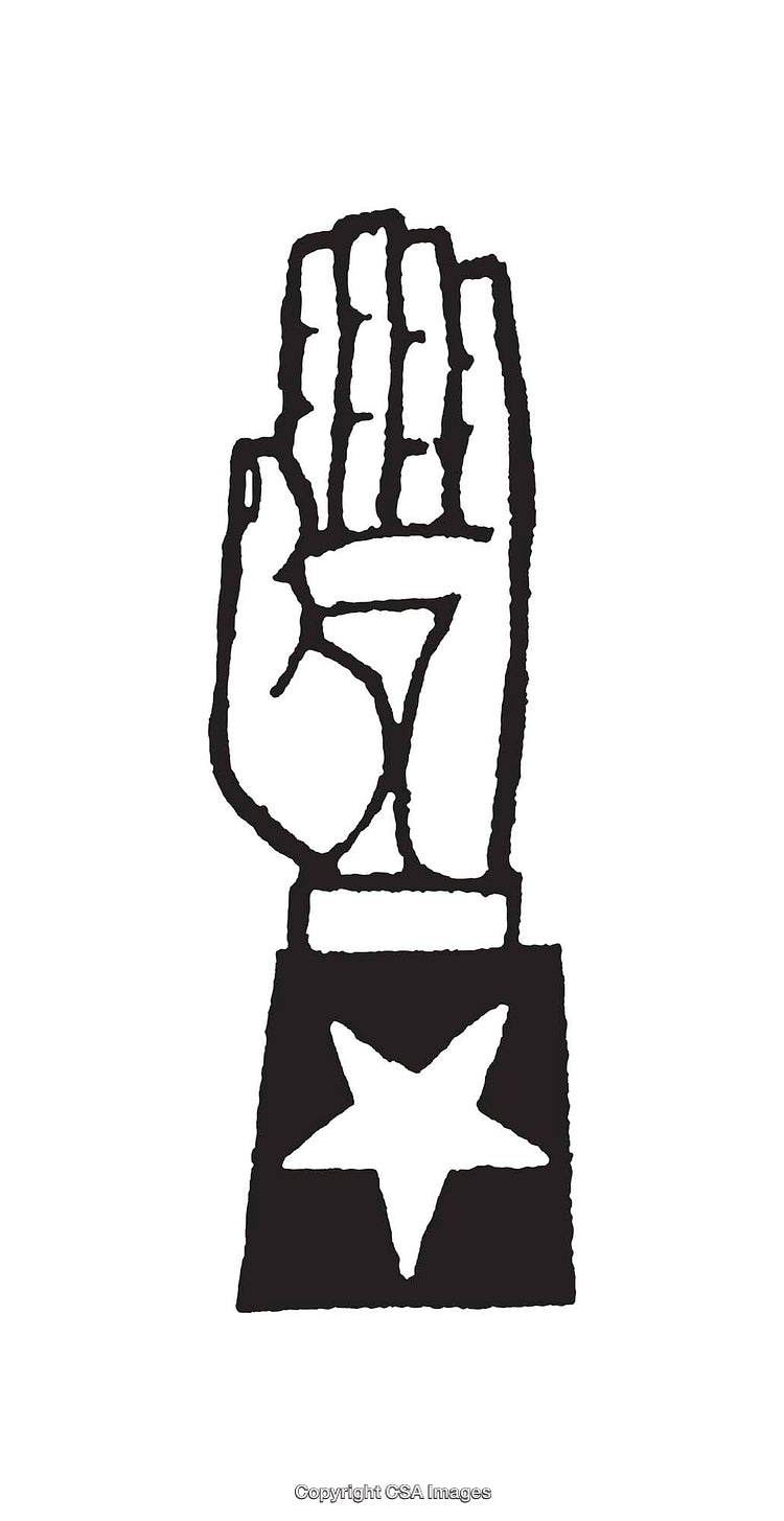 Black and White Hand Design with Star Illustration