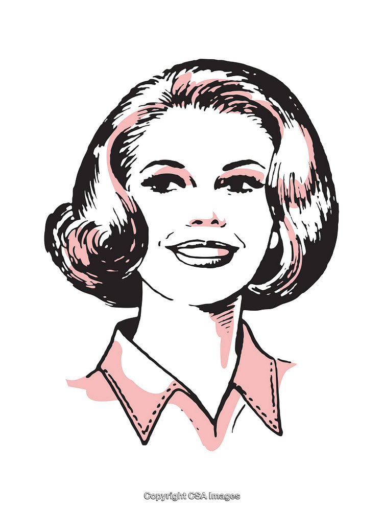 Retro-Inspired Illustration of a Happy Smiling Woman in Minimalist Style