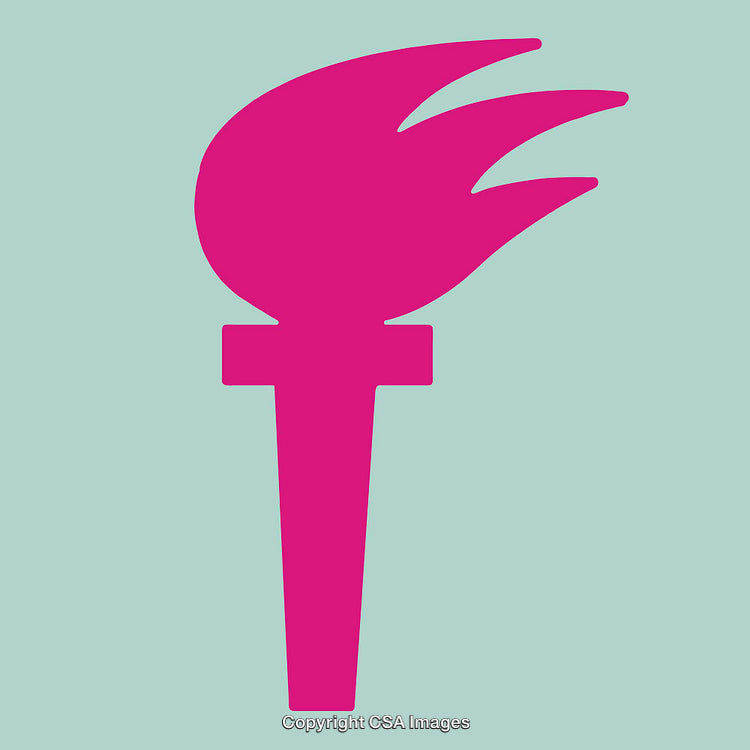 Pink Torch Symbol on Light Blue Background for Illustrative Use