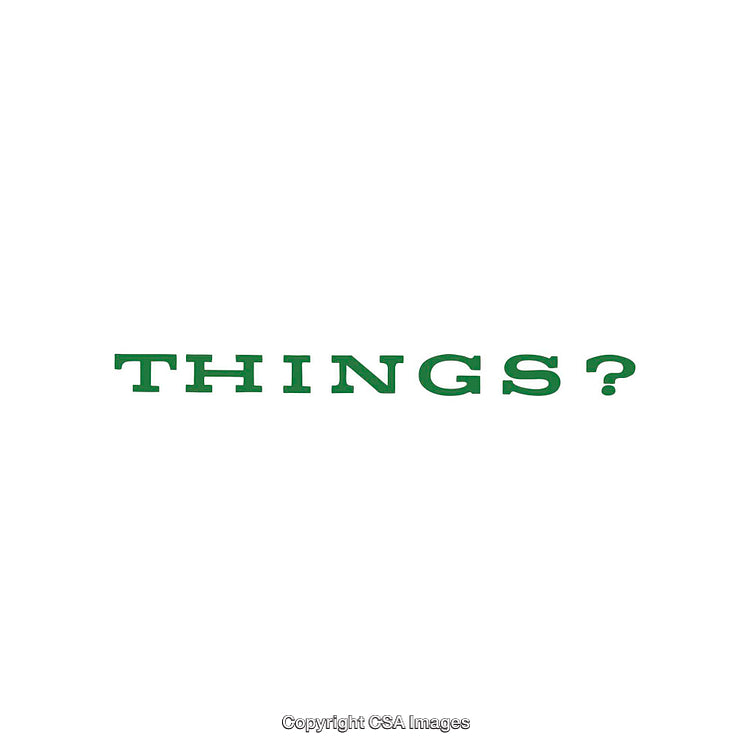 Minimalist Green Text on White Background with the Word Things