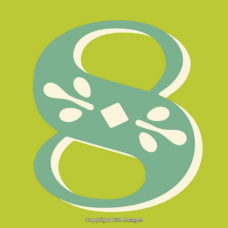 Stylized Number Eight Artwork on Bold Green Background