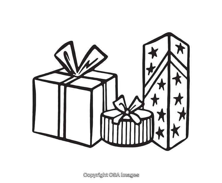 Black and White Line Art of Gift Boxes in Simple Design