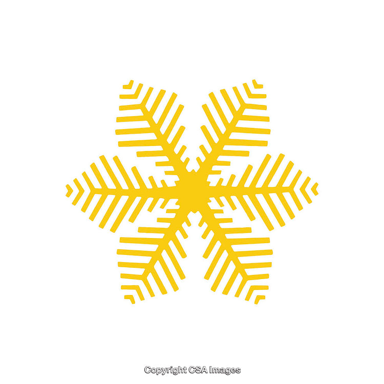Yellow Geometric Star Shape with Symmetrical Branch Patterns on White