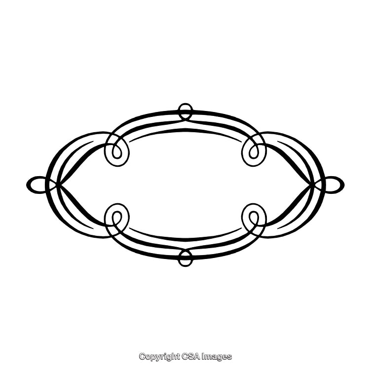 Elegant Black and White Curved Ornamental Border Design