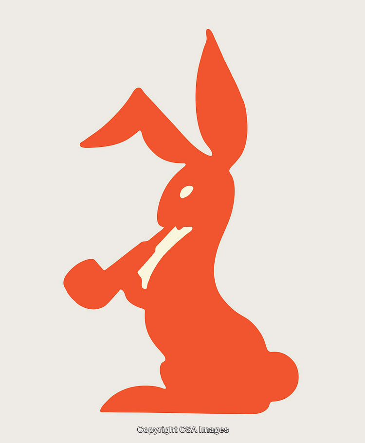 Red Rabbit Silhouette Graphic in Minimalist Art Design