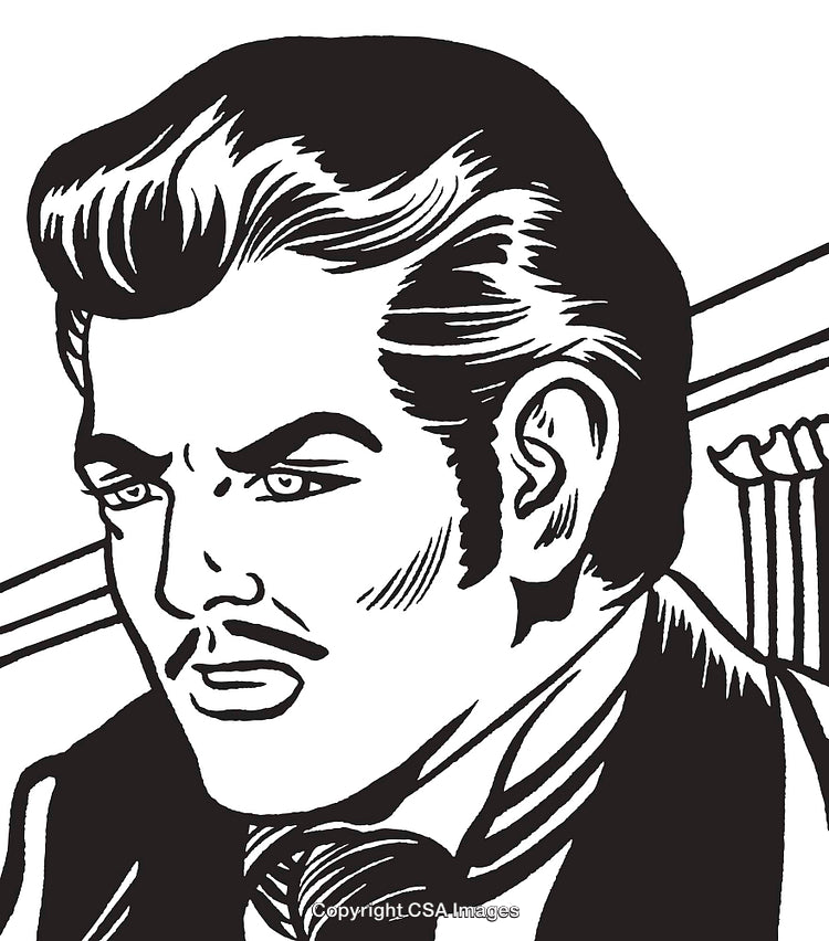Vintage Black and White Illustration of a Handsome Man with Retro Style