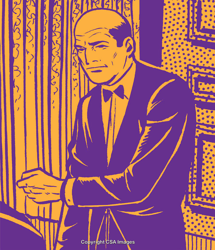 Stylized Retro Art of a Man in a Sophisticated Setting