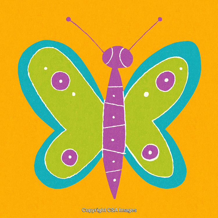 Colorful Butterfly Illustration on a Vibrant Orange Background
