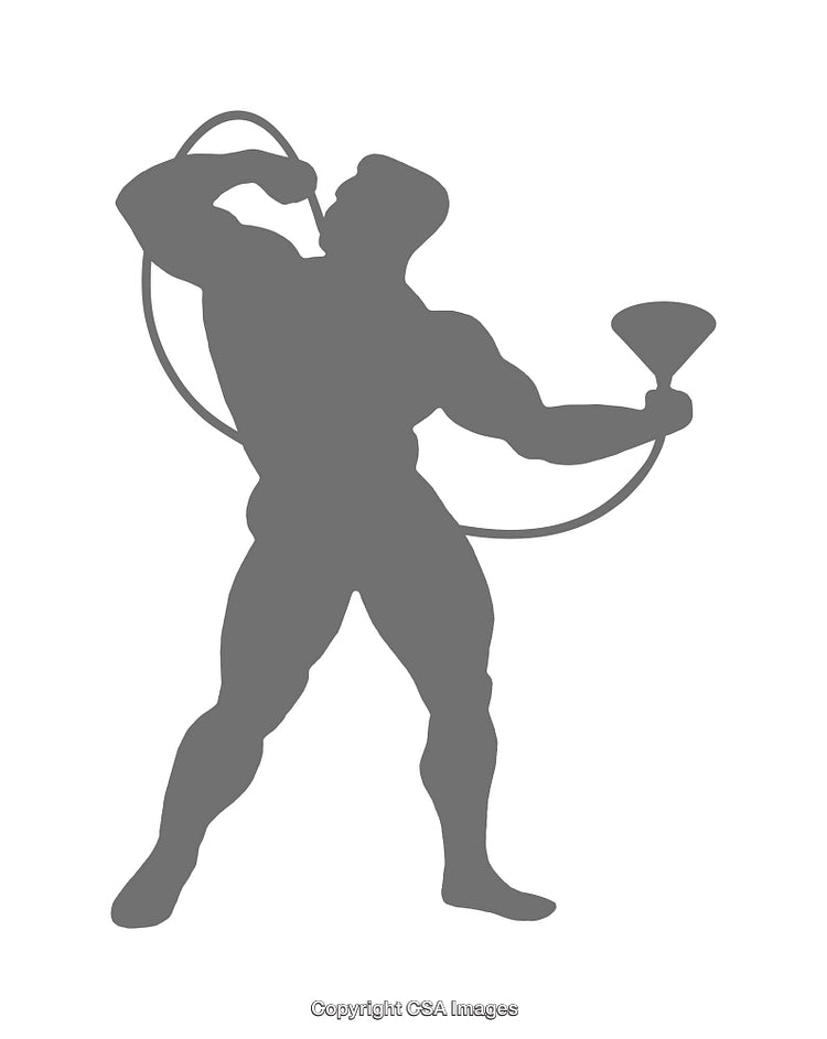 Silhouette of a Person Performing an Athletic Activity with Funnel and Hose