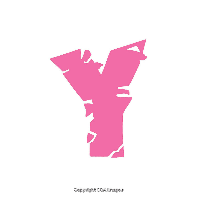 Pink Distressed Letter Y on a White Background