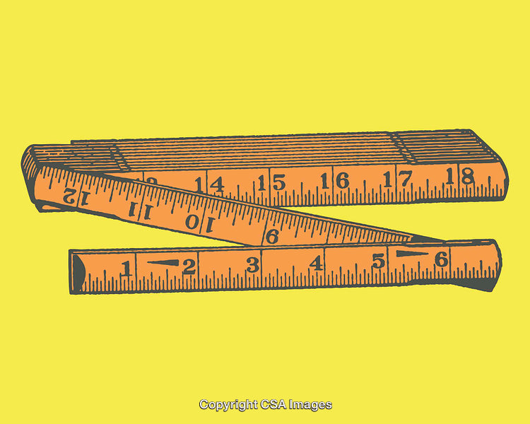 Color Illustration of Foldable Measuring Rulers on Yellow Background