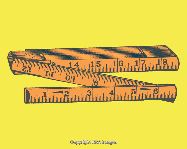 Color Illustration of Foldable Measuring Rulers on Yellow Background