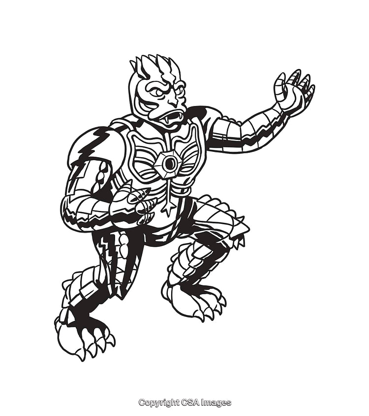 Black and White Line Art of A Futuristic Robotic Creature