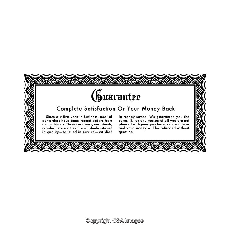 Black and White Certificate Layout With Guarantee Text Design