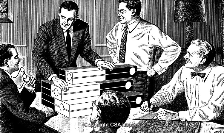 Illustration of Professionals Collaborating During a Formal Business Meeting