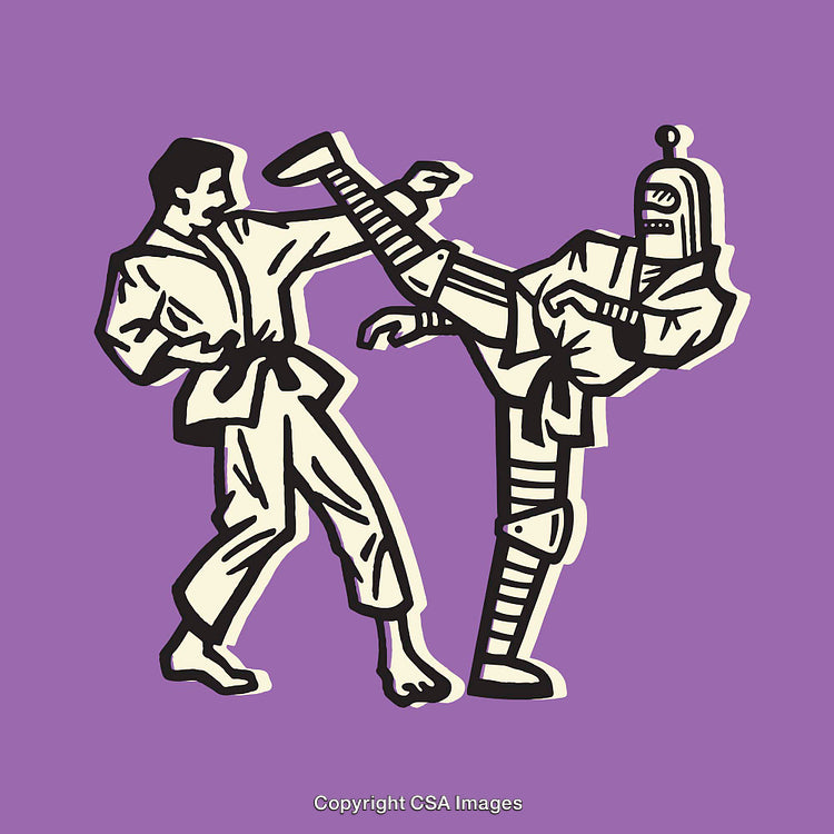 Creative Martial Arts Duel Between Human Fighter and Robot Opponent