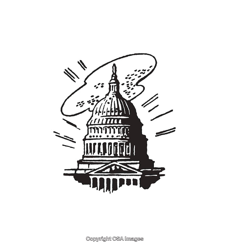 Intricate Line Art Illustration of a Majestic Government Building