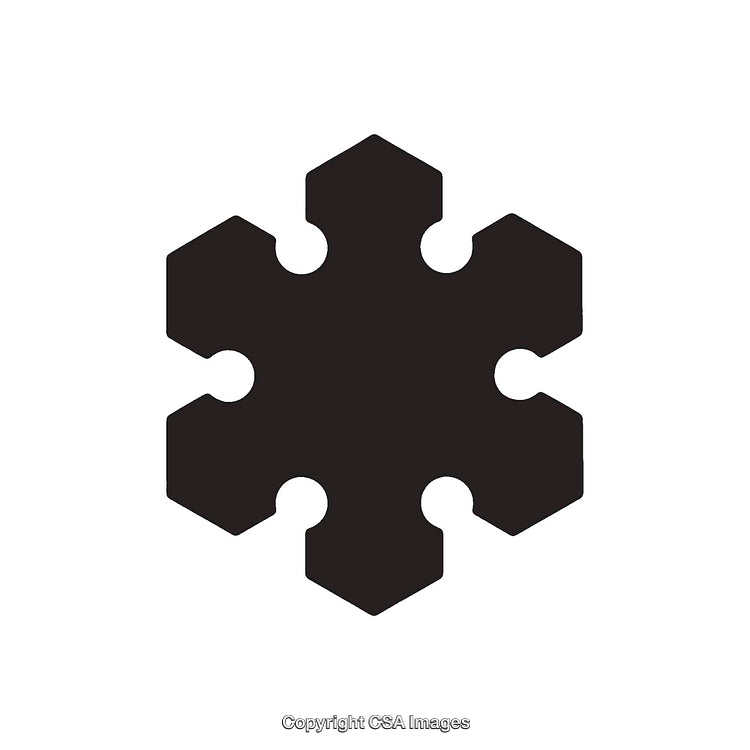 Black Hexagonal Snowflake Shape with Symmetrical Design