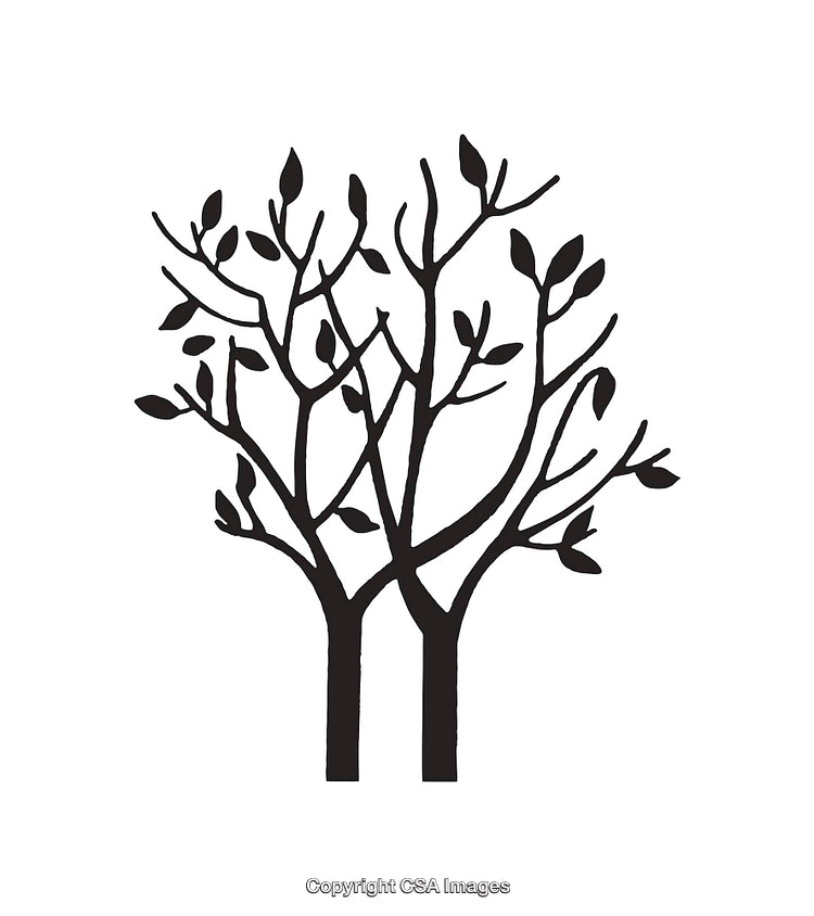 Black and White Minimalist Tree Line Art with Branches