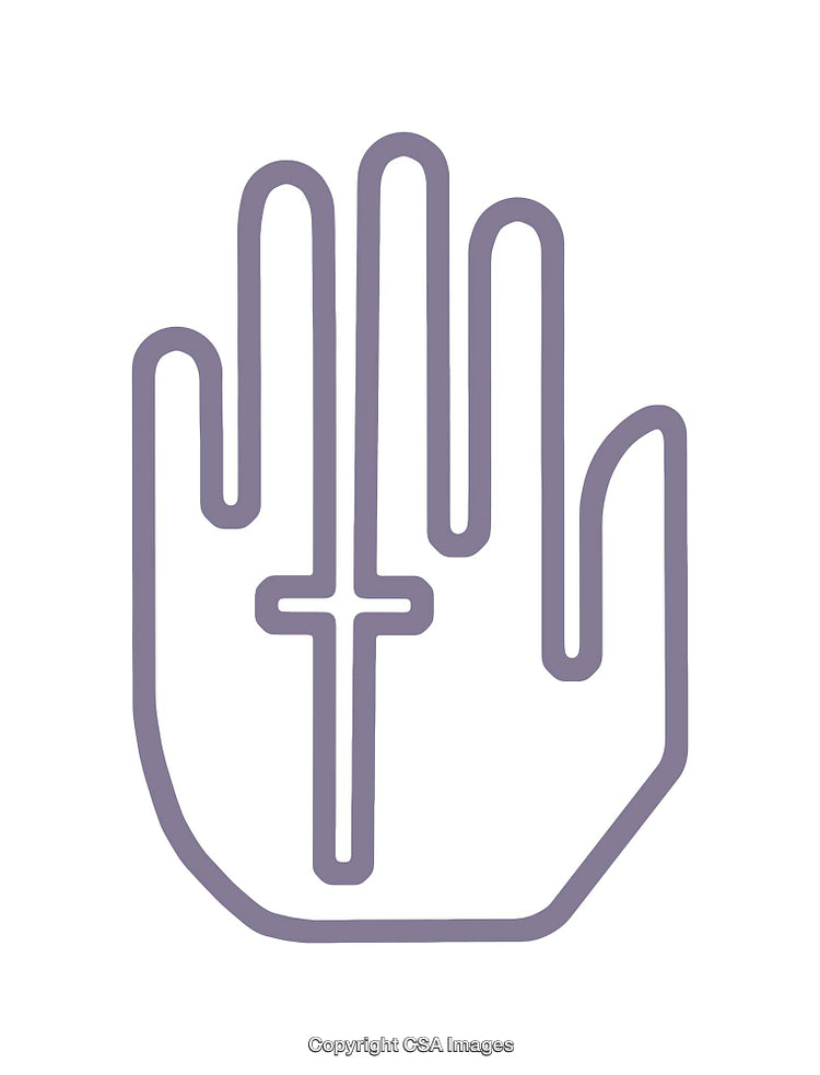 Line Art Hand Icon with Integrated Cross Symbol