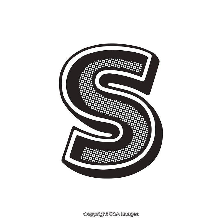Stylish Black And White Letter S With Halftone Design Details