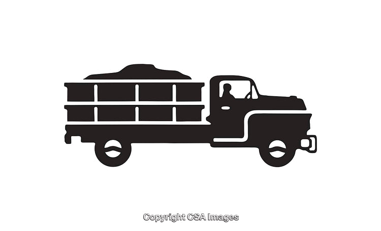 Silhouette Illustration of a Vintage Truck Carrying a Load in Classic Design