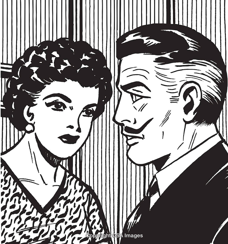 Vintage Pop Art Illustration of a Woman and Man in Conversation