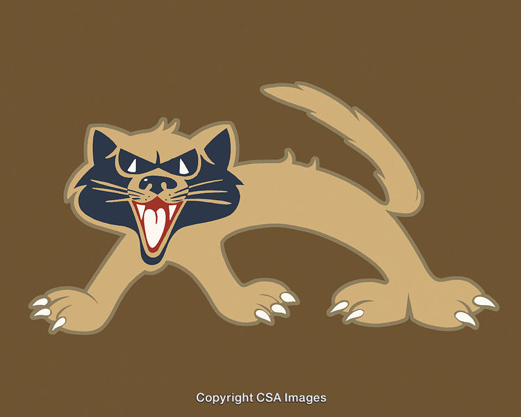Angry Cartoon Cat Illustration with Sharp Claws on Brown Background