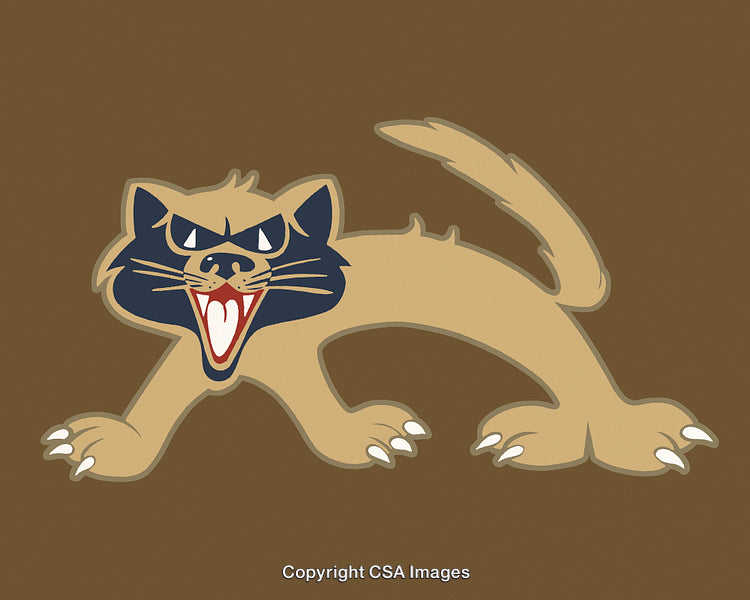 Angry Cartoon Cat Illustration with Sharp Claws on Brown Background