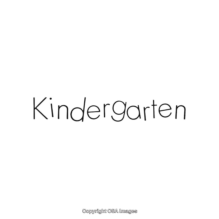 Kindergarten Word in Fun Child-Friendly Handwriting Style on White Background