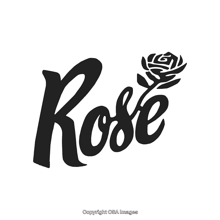 Elegant Black and White Rose Typography Artwork With Minimalistic Style Design