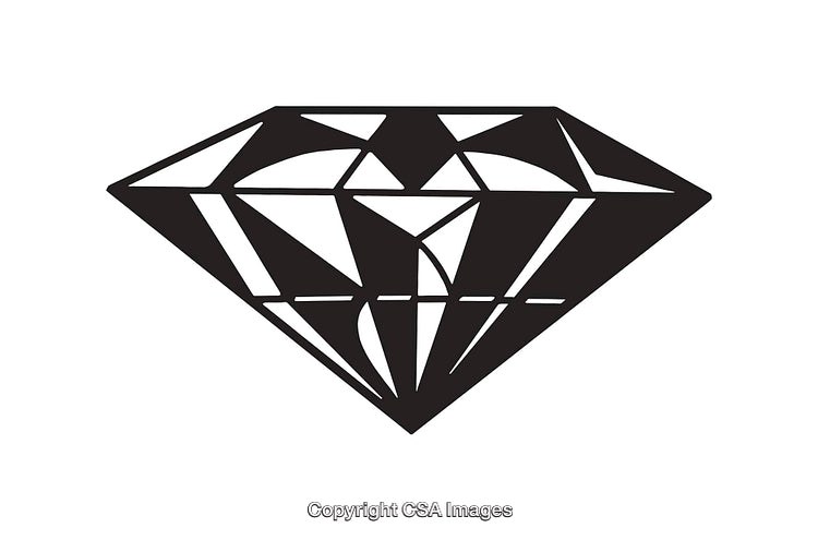 Black and White Illustration of a Geometric Diamond Line Drawing