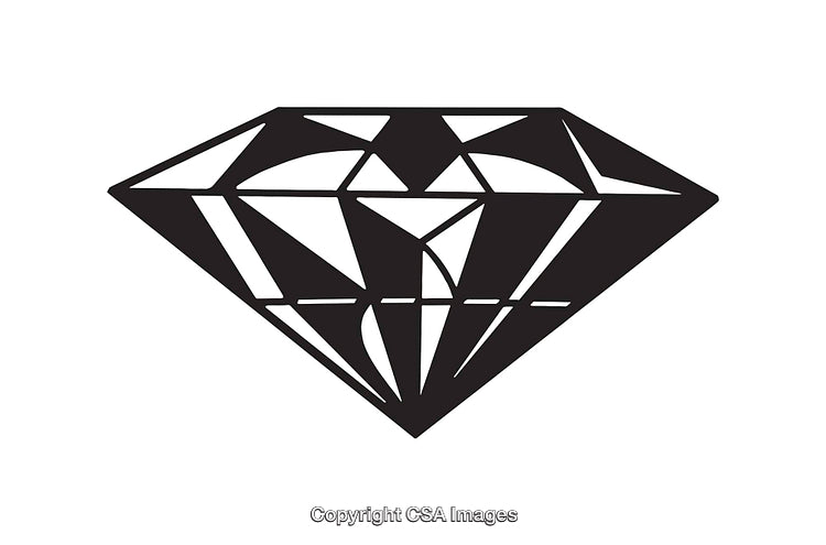 Black and White Illustration of a Geometric Diamond Line Drawing