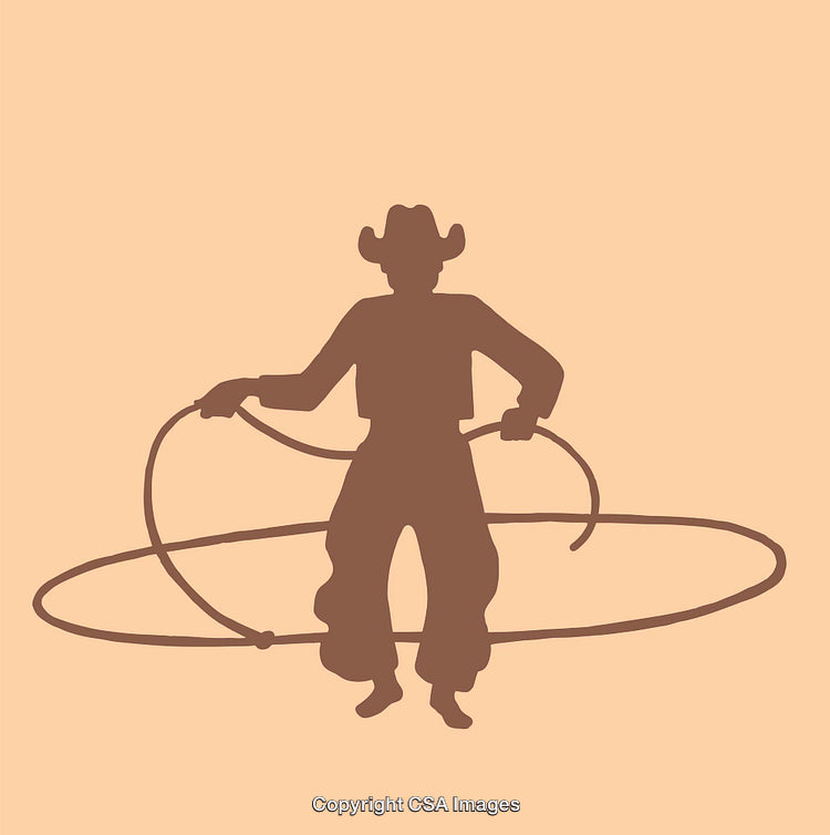 Silhouette of a Cowboy With a Lariat in Circular Motion