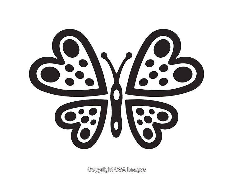 Black and White Line Art Illustration of a Butterfly With Detailed Wings