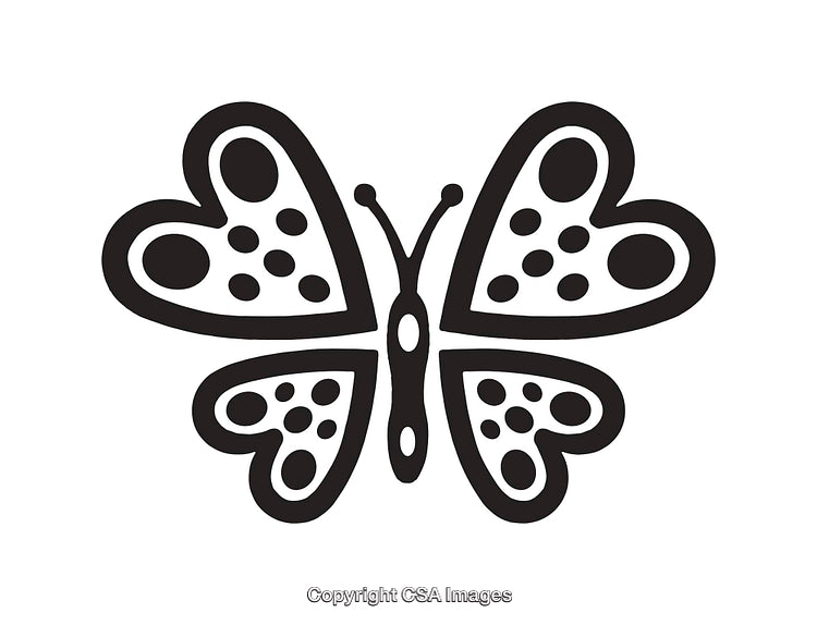 Black and White Line Art Illustration of a Butterfly With Detailed Wings