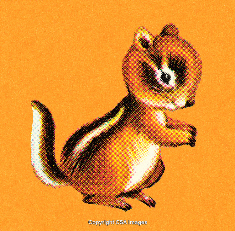 Illustration of a Cute Chipmunk with Orange Background Enhancing Its Features